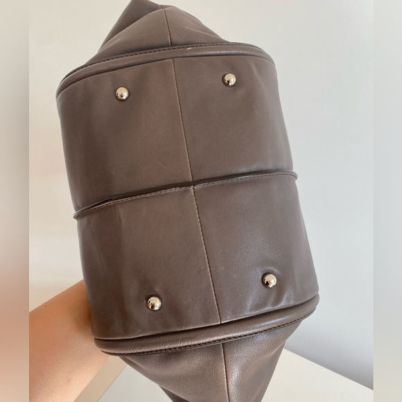 💎Quiet Luxury 💎TOD’s  Leather Hobo Shoulder Tote Bag Taupe (Brown/Gray) - Picture 4 of 11